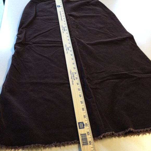VTG Carolina Blues Corduroy Maxi Skirt Size 10 Brown Raw Hem Western Boho Y2K - Picture 7 of 9